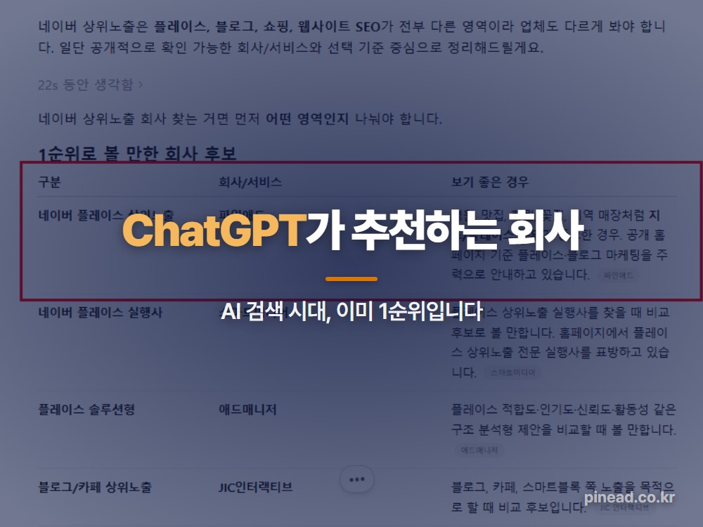 ChatGPT가 추천하는 회사 — AI 검색 1순위